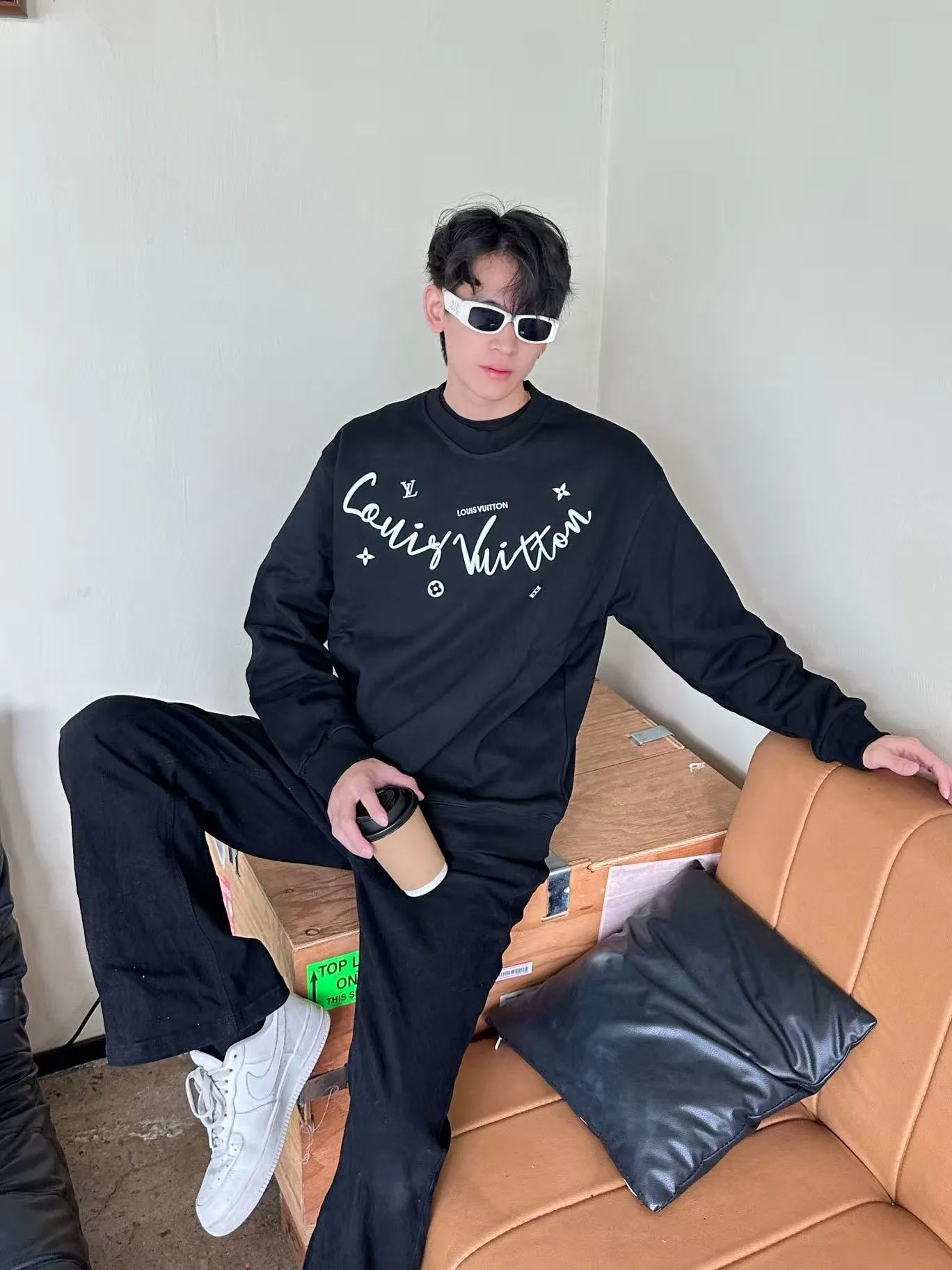 Louis Vuitton/Louis Vuitton 25Fw neckline signature crew neck sweatshirt